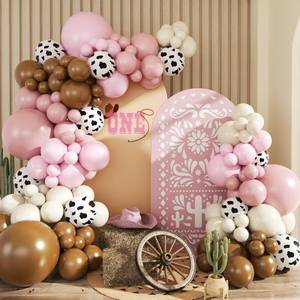 lot 2736 image: JOYFLOAT Cowgirl Dusty Pink Cow Balloon Garland Arch Kit, Light Pink Brown Sand White Balloons for Cowgirl Baby Shower Birthday Western Theme Party Decoration