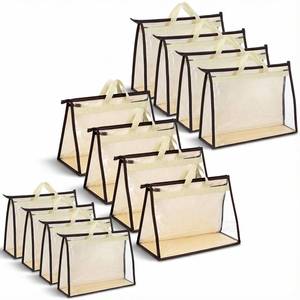 lot 2741 image: MAQUITA 12 Pack Clear Handbag Storage Organizer, Anti-dust Purse Storage Bags with Zipper and Handle Moisture Proof Dust Cover Organizer Bags for Closet Hanging, 3 Assorted Sizes