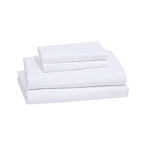 lot 2760 image: Amazon Basics Lightweight Super Soft Easy Care Microfiber Bed Sheet Set with 14 Deep Pockets - Full, Bright White (B0154ASDSQ)