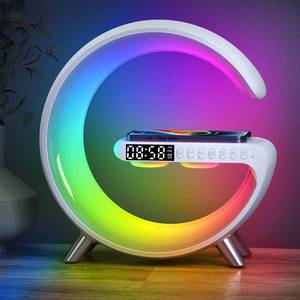 lot 2763 image: Luyfren 2026 New Smart Table Lamp with 4-in-1 Wireless Charger, Bluetooth Speaker, Alarm Clock, Night Light, App Control, for Bedroom, Office, Home Decor