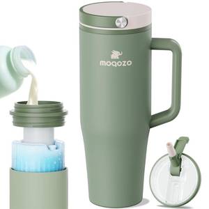 lot 2765 image: MOQOZO Reuseable Breastmilk Storage Bottle, Portable Breast Milk Cooler for Outdoor Travel TSA Approved, 40oz Larger Capacity Chiller Container Keeps Milk Fresh for 24 Hours (Green)