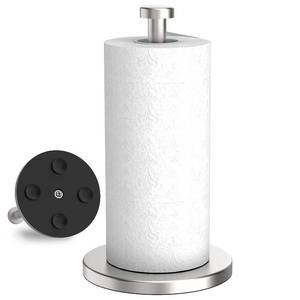 lot 2790 image: VEHHE Paper Towel Holder Countertop, Stainless Steel Paper Towel Holder Stand with Weighted Base Suction Cups, Standing Paper Towel Roll Holder for Kitchen Bathroom (Silver)