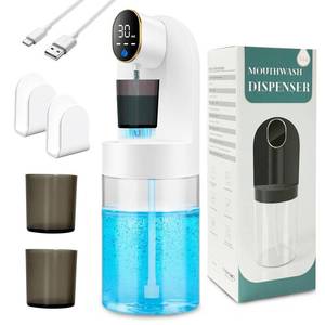 lot 2800 image: Automatic Mouthwash Dispenser for Bathroom, 21.12oz(600 ml)Touchless Smart Mouth Wash Dispensers Bathroom Accessories Set with 2 Magnetic Cups, 4 Modes Wall Mounted Mouth Wash Dispenser for Home & Kid