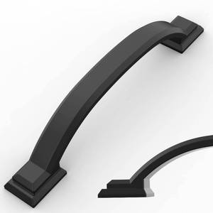 lot 2801 image: Amerdeco 10 Pack Matte Black Cabinet Pulls 4 Inch(102mm) Hole Centers, Handles for Kitchen Cabinet Hardware, Arch Cabinet Handles for Bathroom Dresser Drawer Handles ZH0016��