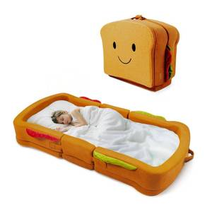 lot 2814 image: liftoza Toddler Travel Bed Sandwich Style - Portable Toddlers Floor Beds, Foldable Soft Foam Travel Crib for Baby and Kid, Washable Cover Toddler Cot with Safety Rail for Travel, Medium Size