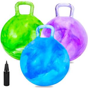 lot 2824 image: YongnKids 3 Pcs Hopper Ball,Ride On Toys Balls for Kid Age 3 4 5 6,15inch Bouncy Ball with Handle & Air Pump for Boys Girls,Inflatable Clouds Bouncing Jumping Toy for Sport Indoor Outdoor Activties