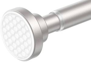 lot 2825 image: AIZESI Brushed Nickel Shower Curtain Rod, Adjustable 42-74 Inch Tension Shower Curtain Rod, 1 Diameter Shower Rod No Drilling, Anti-Slip, Premium Stainless Steel Anti-Rust
