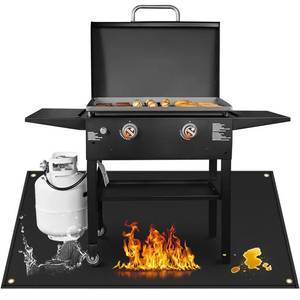 lot 2841 image: Grill Mats for Outdoor Grill Compatible with Blackstone 28 & 36in Griddle to Protect Deck and Patio, Fireproof Griddle Mat, Griddle Accessories Compatible with Blackstone Griddle, 65x48x0.02in, Black