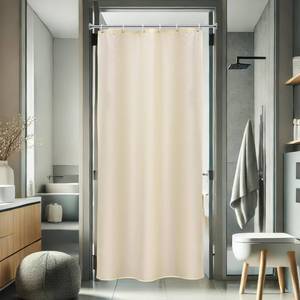 lot 2844 image: AooHome 36 x 72 Inch Stall Half Size Shower Curtain, Fabric Solid Color Bathroom Curtain for Hotel, Weighted Hem, Waterproof, Beige