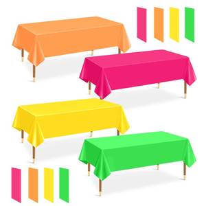 lot 2846 image: mwellewm 12 Pack Plastic Table Cloth Disposable Assorted Neon Colorful Rainbow Tablecloth Rectangle Bulk Solid Color Table Cover Party Supplies Birthday Wedding Home Fiesta Decorations (54 X 72 Inch)
