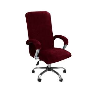 lot 2854 image: Velvet Plush Office Desk Chair Cover, Wine Red, XL