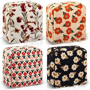 lot 2855 image: Abbylike 4 Pcs Floral Makeup Bag Cosmetic Bag with Zipper Portable Small Pouches for Purse Toiletry Mini Pouch Cute Mini Makeup Purse for Coin Essentials Items Women(Plum Blossom)