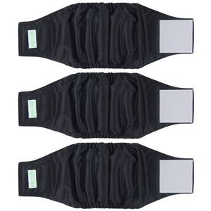 lot 2859 image: Wegreeco Washable Male Dog Belly Wrap - Pack of 3 - (Black, Black, Black, Large)