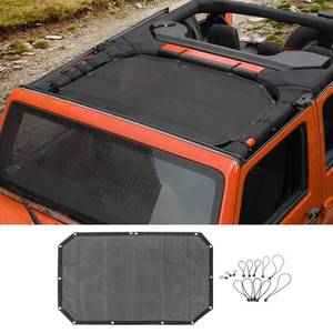 lot 2868 image: Voodonala for Jeep JK Sunshade Mesh Sun Shade Bikini Top Sunblock Mesh Heat Shield Mesh for 2007-2018 Jeep Wrangler JK JKU 2 Door & 4 Door, Block Heat Block UV Rays Plain Black