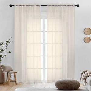 lot 2870 image: OVZME Cream Sheer Curtains 72 Inches Long 2 Panels - Soft Light Filtering Window Sheer Panels for Living RoomBedroom, Top Dual Rod Pocket, 1 Pair, Each 42Wx72L Inches