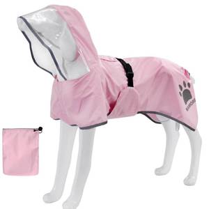 lot 2872 image: MAMORE Dog Raincoat Waterproof, Lightweight Adjustable Dog Rain Coat Hooded Poncho with Reflective Strip for Large Medium Small Dogs (Pink, XXX-Large)