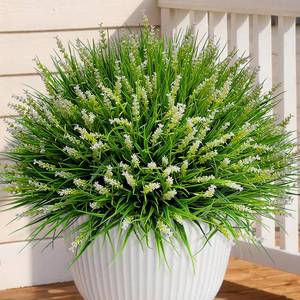 lot 2877 image: alyptus Outdoor Artificial Flowers 12 Bundles Plastic Plants Faux White Flower Fake Monkey Grass for Planters D�cor Outside (White)