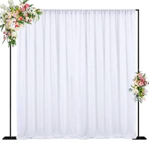 lot 2889 image: Wokceer 10 FT Backdrop Stand Heavy Duty Pipe and Drape Kit, Adjustable Black Backdrop Stands for Wedding Photo Booth Background Birthday Party Photography Exhibition Decoration