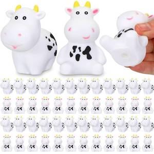 lot 2890 image: Sonwyoung 48 Pcs Rubber Cow Bulk Baby Bath Toy Squeak Floating Animal Rubber Animals Swimming Bathtub Toy Figures Decorations for Birthday Cake Wedding Decor Party Favor Supplies