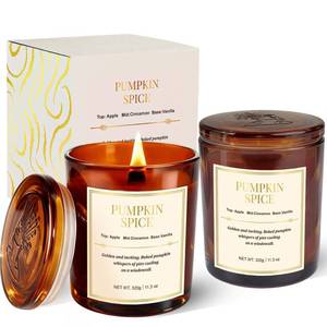 lot 2896 image: Scented Candles for Home,2 Pack Wood Wick Pumpkin Spice Scented Candles,22.6 oz Natural Soy Wax Candles with Gift Box,Long Lasting Candles for Home Decor,Gifts for Women