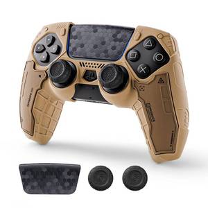 lot 2898 image: GeekShare G.S.TAC Tactical PS5 Controller Skin Set Non-Slip Silicone Cover Compatible with PS5 Wireless Controller, 2 Thumb Grips & 2 Stickers, Compatible with Monster Hunter Wilds (Desert Yellow)