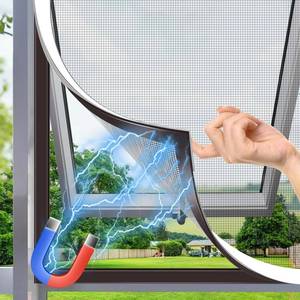 lot 2900 image: HOFUDON Window Screen Adjustable Magnetic Window Screen Replacement Max 39 x 59, DIY Fiberglass Mesh Window Screens for House Windows White Frame Grey Mesh
