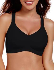lot 2928 image: Gailife Wireless Smooth Bras for Women No Underwire V Neck Womens Bralettes Seamless Push Up T Shirt Everyday Bras and Plus Size-Black,L