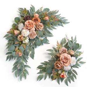 lot 2936 image: Piklado Faux Flower Swag Set of 2 for Wedding Welcome Signs Floral Swag Wedding Reception Ceremony Signs Decor (Terracotta)
