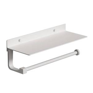 lot 2944 image: Danpoo White Paper Towel Holder with Shelf Wall Mount, Adhesive Hand Towel Holder for Bathroom, Kitchen Towel Holder