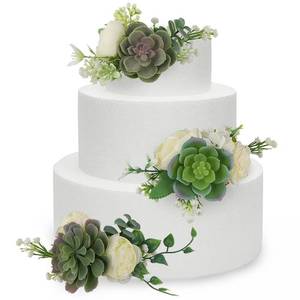 lot 2951 image: Rinlong 3Pcs Premade Cake Flowers, Succulent Wedding Cake Decor