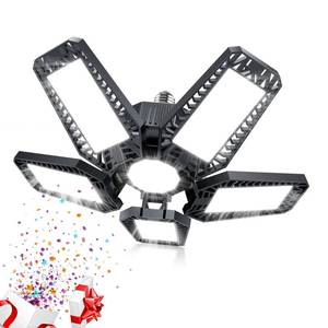 lot 2977 image: YIBEYYDS Garage Lights - 160W 16000LM 6500K Screw in LED Garage Lights 51 Deformable Panels for Basement, Workshop, Attic,E26E27, Black(1)
