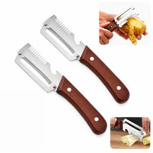 lot 2979 image: 2 Packs Premium Vegetable Peeler with Wooden Handle and Bottle Opener, Multi-Functional Kitchen Gadgets Tool for Fruit Pumpkin Potato Carrot Veggie