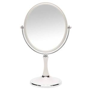 lot 2984 image: YEAKE Vintage Table Mirror with Stand 8-inch Double Sided Swivel 1X3X Magnification Desk Mirror with Silver Style 13 Inch Height Standing Tabletop Makeup Vanity Mirror(Oval)