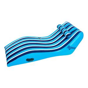 lot 4003 image: Aqua Ultra-Comfort Floating Pool Chair &amp Lake Raft with Pillow 1-Person Heavy Duty Pool Float, Lake Floating Chair NavyWhite Stripe