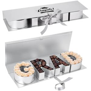 lot 4006 image: Trandraft Graduation Flower Gift Box Empty Grad Letter Large Flower Box with Ribbon Chocolate Rose Bouquet Package for Graduation Birthday Class Reunion Party Favor Supplies(Sliver,with Logo)