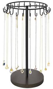 lot 4008 image: Mkono Necklace Holder Metal Jewelry Display Stand Necklace Organizer with 22 Hooks for Storage and Hanging Bracelet Keychain Home Room Decor for Women,Black