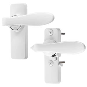 lot 4046 image: Ideal Security in-Swinging Storm Door Handle Set for Inward-Opening Storm &amp Screen Doors ONLY Surface Mount, Locking Inside Latch, White White