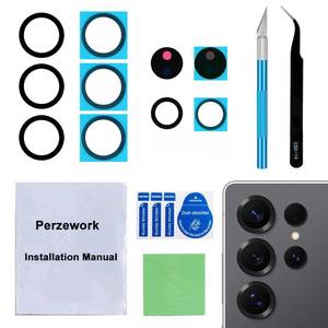 lot 4049 image: Perzework 2 Sets Back Rear Camera Lens Glass Replacement for Samsung Galaxy S25 Ultra 6.9-inches with pre-Installed Adhesive and Reparing Toolkit
