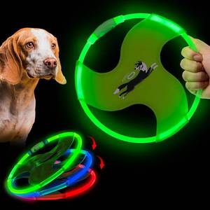 lot 4053 image: Vizbrite Dog Flying Disc Flyer Dog Toys, Glow in The Dark Nylon Dog Toy with 3 Light Models, Floating Dog Ring Toys for Physical Exercise, Pet Training Throwing Playing