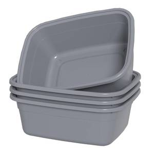 lot 4057 image: Asking 12 Quart Plastic Dish Pan, 4-Pack Rectangular Washing Basins, Gray