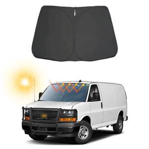 lot 4060 image: YOFAMO Car Front Windshield Sun Shade Foldable Sunshade Sun Visor Protector Custom Fit for ChevroletChevy Express 1500 2500 3500 4500  GMC Savana 1996-2026 Accessories Blocks UV Rays(Black)
