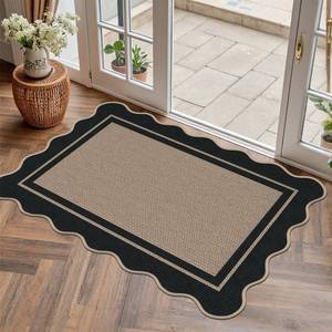 lot 4061 image: GKQOOKQ Easy Jute Entryway Rug 20x32, Brown Small Indoor Outdoor Carpet, Washable Non-Slip Floor Mat for Entryway, Kitchen, Porch