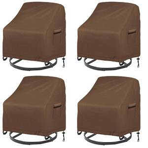 lot 4064 image: Oslimea Outdoor Swivel Chair Covers Waterproof, 4 Pack Patio Chair Covers for Outdoor Furniture Heavy Duty Lawn Furniture Covers for Winter, Khaki, 30 W x 34 D x 38.5 H