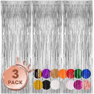 lot 4080 image: Voircoloria 3 Pack 3.3x8.2 Feet Silver Foil Fringe Backdrop Curtains, Tinsel Streamers Birthday Party Decorations, Fringe Backdrop for 2025 New Years Eve, Graduation, Baby Shower, Gender Reveal