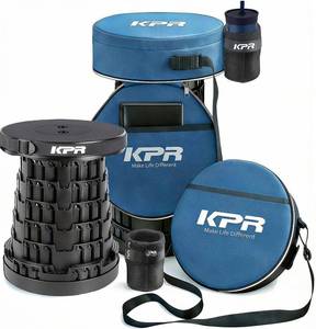 lot 4096 image: KPR Upgraded Collapsible Stool & 3IN1 Cushioned Carry Bag, Portable Telescopic Camping Chair, Adjustable Height Folding Step Stool Retractable Seat or Footrest for Outdoors & Indoor, Max 620lbs