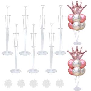lot 4097 image: ROYUYE 7 Sets Balloon Stands for Table Balloon Stand Kits Clear Table Balloon Centerpiece Stand Balloon Holder Decorations for Birthday Baby Shower Graduation Party Decorations