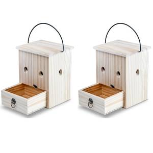 lot 4111 image: Carpenter Bee Traps for Outside 2PACK Durable, Weather-Resistant, Eco-Friendly Wooden Wasp Trap for Outdoor Use
