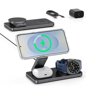 lot 4126 image: 3-in-1 Charging Station for Samsung, Magnetic Fast Wireless Charger Stand Compatible with MagSafe for Galaxy S26S25S24S23Z FoldFlip 7 Series, Galaxy Watch Ultra8765, Galaxy Buds Pro432