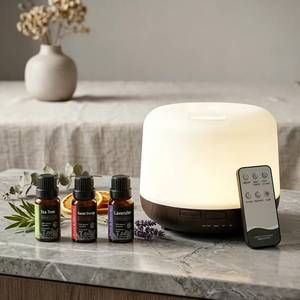 lot 4147 image: 500ML Aromatherapy Essential Oil Home Diffuser with Remote Control, Large Room Cool Mist Air Humidifier for Relaxing Atmosphere in Home Office Bedroom