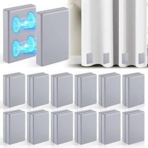 lot 4148 image: 24 Pcs Outdoor Curtain Weights,12 Pairs Double Upgrade to Heavier Magnetic Drapery Weights,Silicone Wrapped Waterproof Curtain Magnets for Home Decor,Outside Curtain,Patio,Gazebo,Tablecloth,Grey